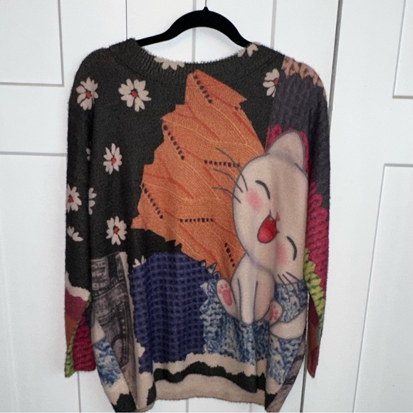 togputel Sweaters - Adorable Graphic Crew Neck Artistic Knit Oversized Sweater medium
